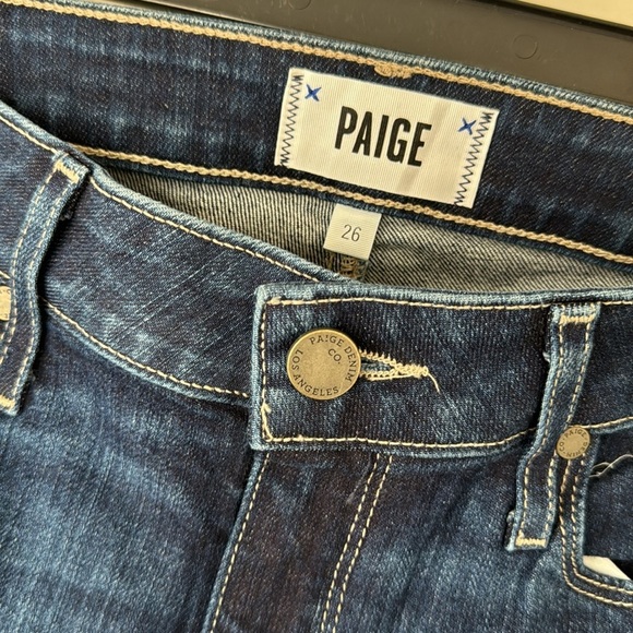 Paige Hoxton Straight Ankle Blue Jeans unfinished edges 26 - Picture 2 of 13